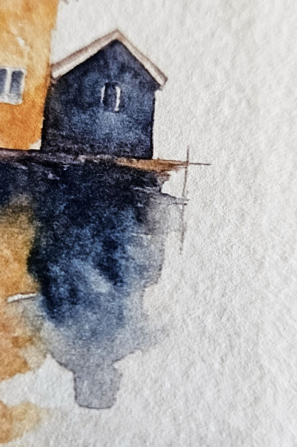 Colorful Nordic Boathouses – Fine Art Watercolor Print - Image 3