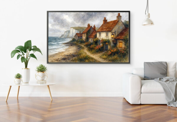 English Coastal Inn Watercolor Print - Image 2