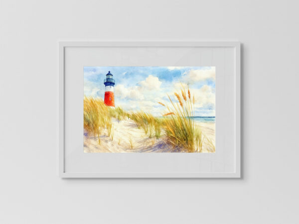Lighthouse Among the Dunes – Fine Art Watercolor Print - Image 2